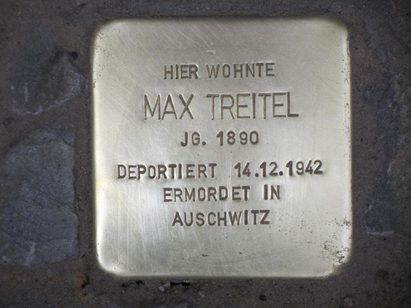 Stolperstein für Max Treitel © Initiative Charlottenburg-Wilmersdorf, April 2013