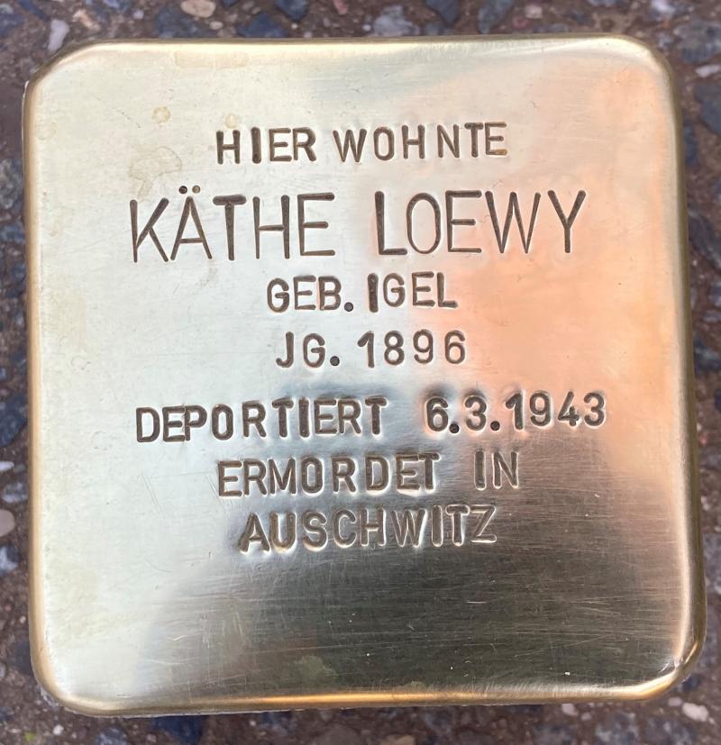 Stolperstein Käthe Loewy © Koordinierungsstelle Stolpersteine Berlin