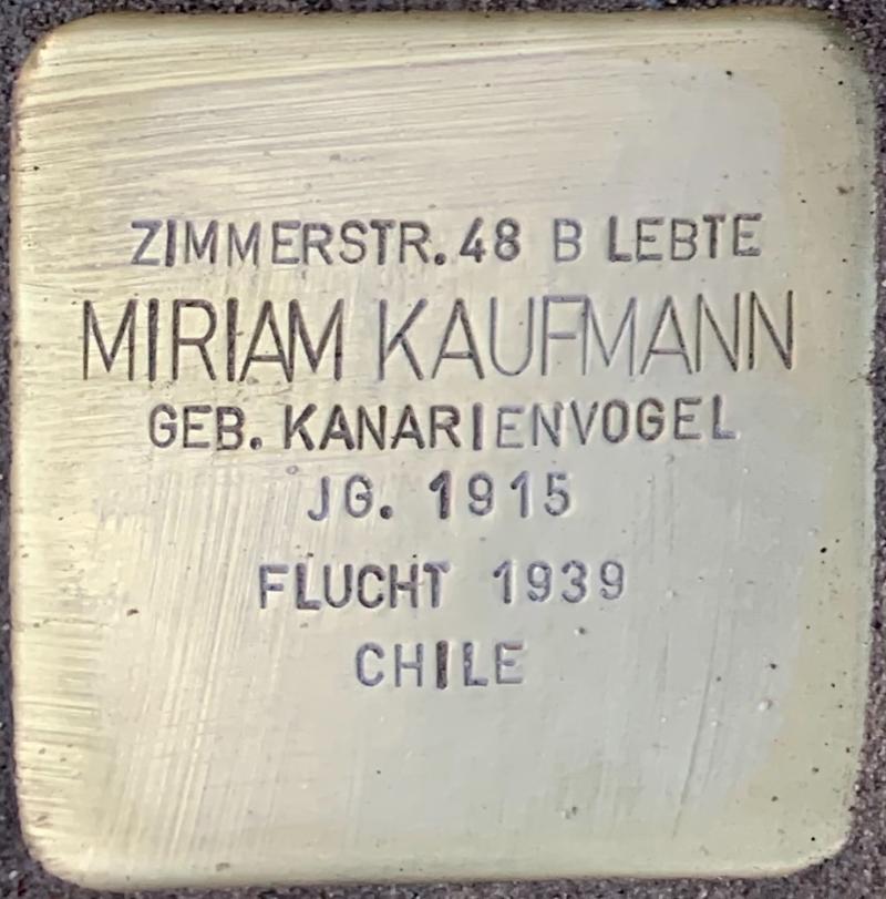 Stolperstein Miriam Kaufmann © Hans-Wilhelm Saure