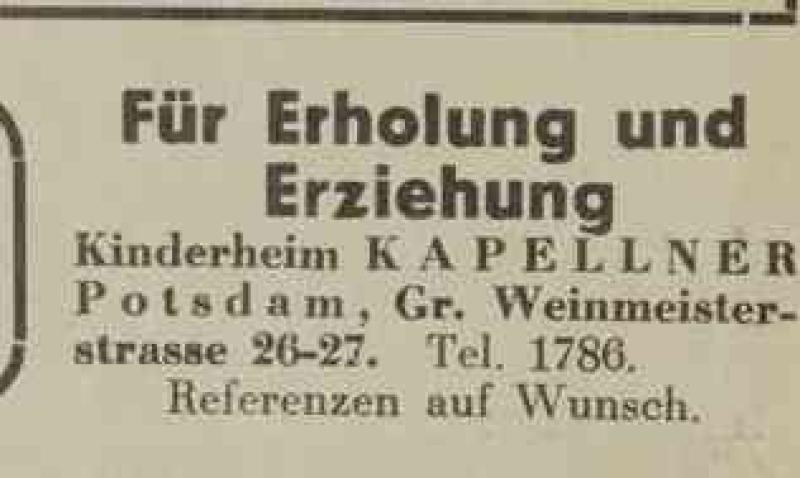 Kinderheim Kapellner Zeitschrift des Schwesternverbandes der Bne Briss 8 August 1936. Telefonbuch von 1937 © Initiative