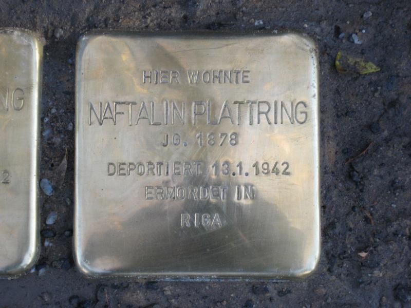 Stolperstein für Naftalin Plattring. Copyright: MTS