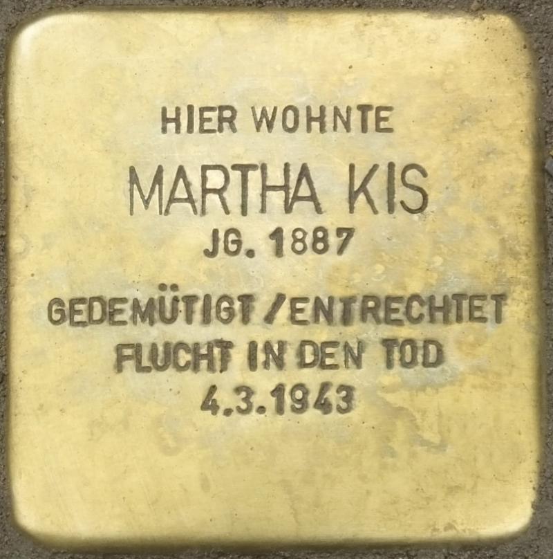 Stolperstein Martha Kis Bild: Stolpersteine-Initiative CW, Hupka