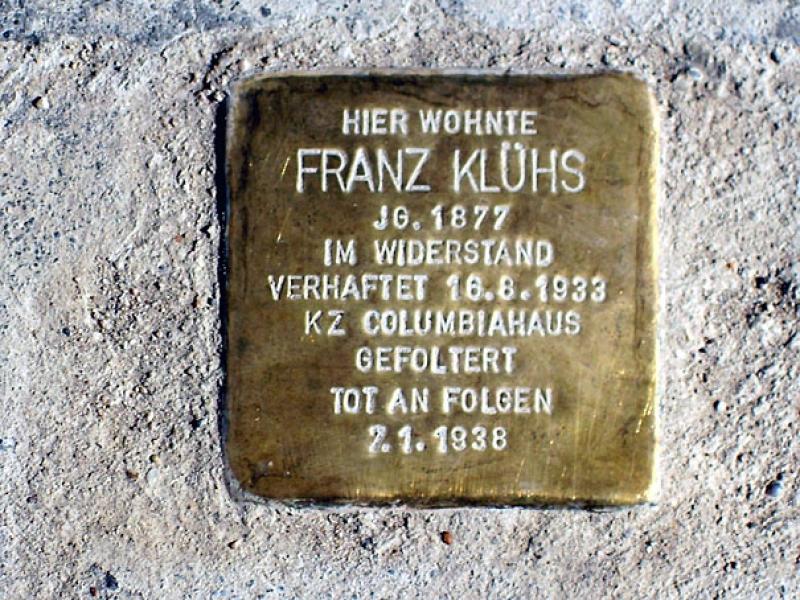 Stolperstein für Franz Klühs. Copyright: MTS