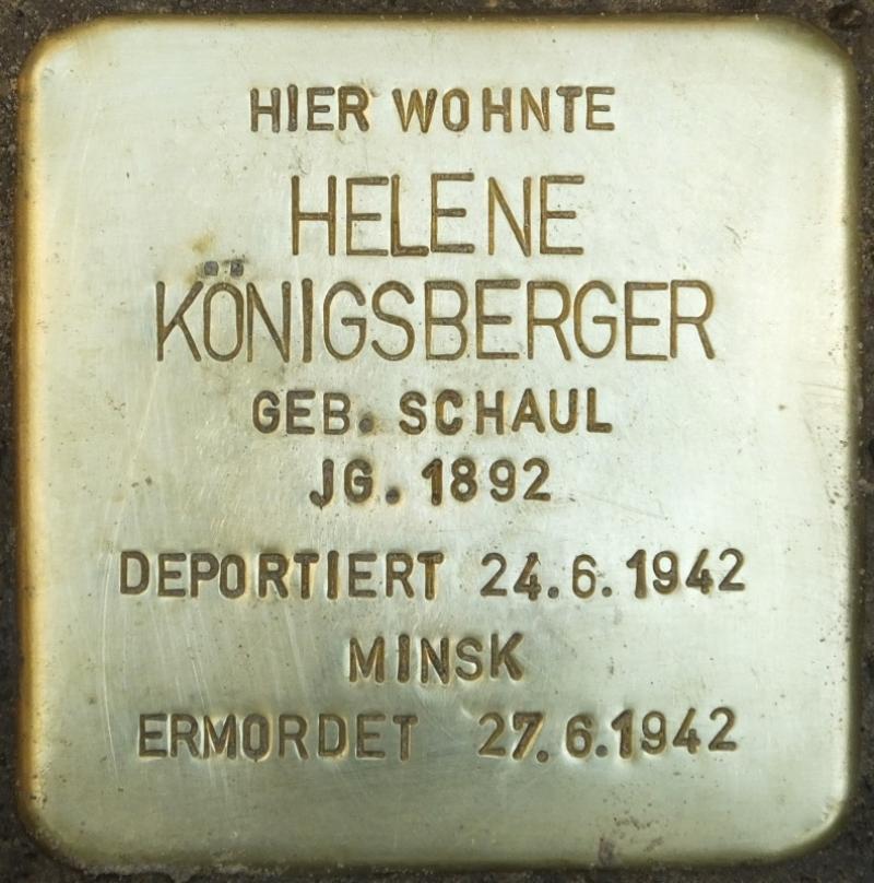 Stolperstein für Helene  Königsberger; Foto: H.-J.Hupka, 2014