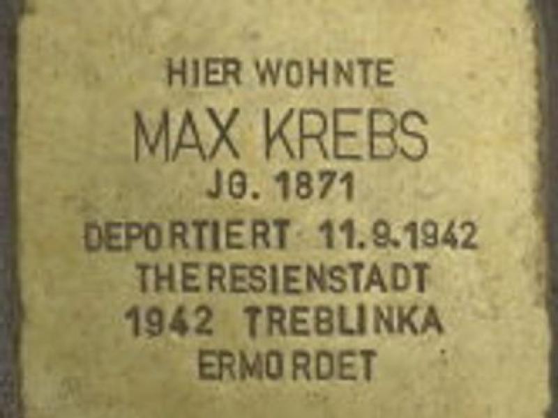 Stolperstein Max Krebs; Bild: H.-J. Hupka