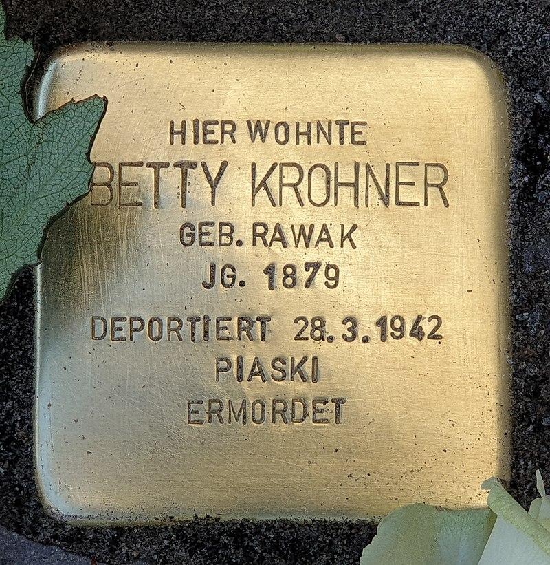 Stolperstein Betty Krohner, Foto: OTFW 2019