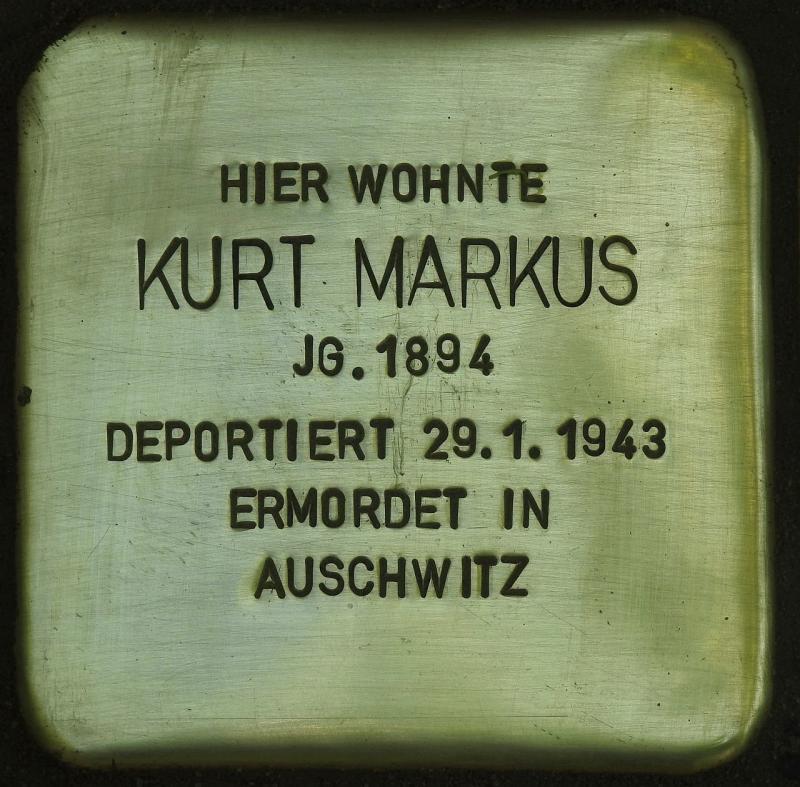 Stolperstein Kurt Markus Bild: Stolpersteine-Initiative CW, Hupka