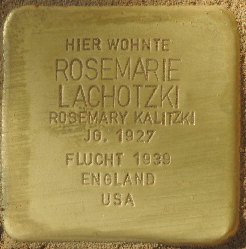 Rosemarie Lachotzki @ Stolpersteine-Initiative CW, Hupka