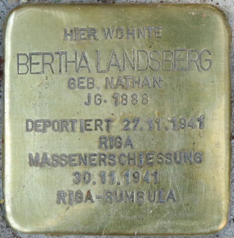 Stolperstein für Hertha Landsberg © Stolpersteine-Initiative CW, Hupka