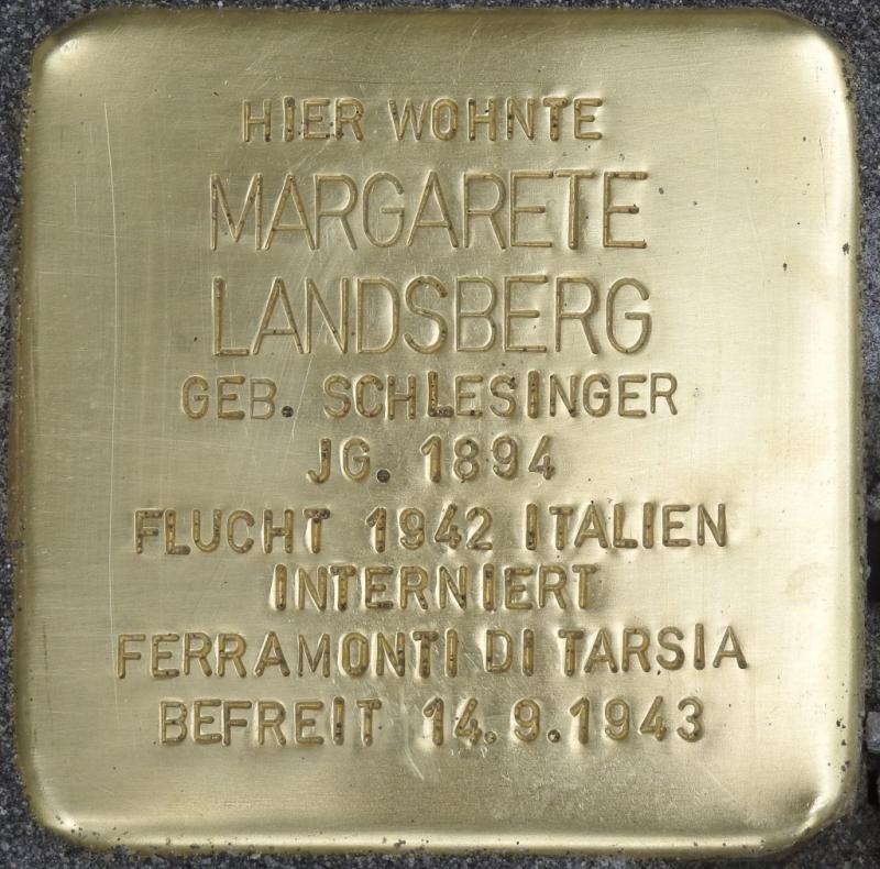 Stolperstein Margarete Landsberg Bild: Stolpersteine-Initiative CW, Hupka