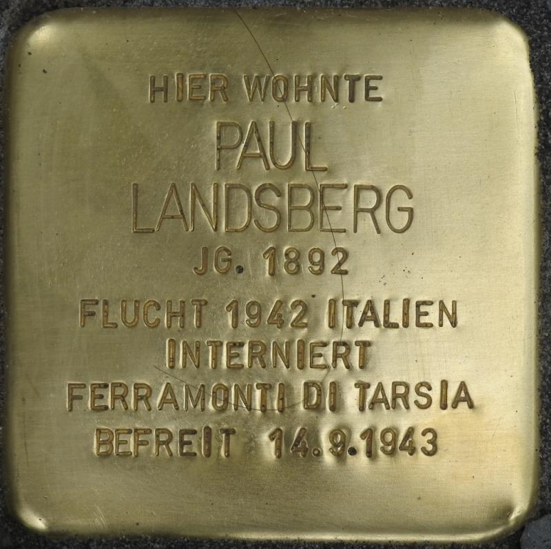 Stolperstein Paul Landsberg Bild: Stolpersteine-Initiative CW, Hupka