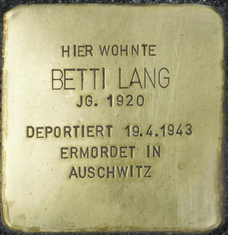 Stolperstein Betti Lang Bild: Stolpersteine-Initiative CW, Hupka