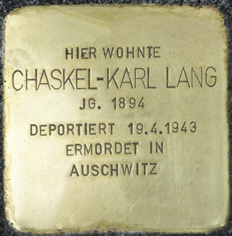 Stolperstein Chaskel-Karl Lang Bild: Stolpersteine-Initiative CW, Hupka