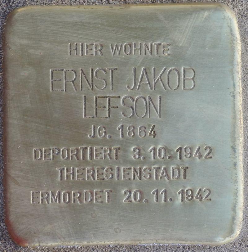 Bild: Stolpersteine-Initiative CW, Hupka Stolperstein für Ernst Jakob Lefson