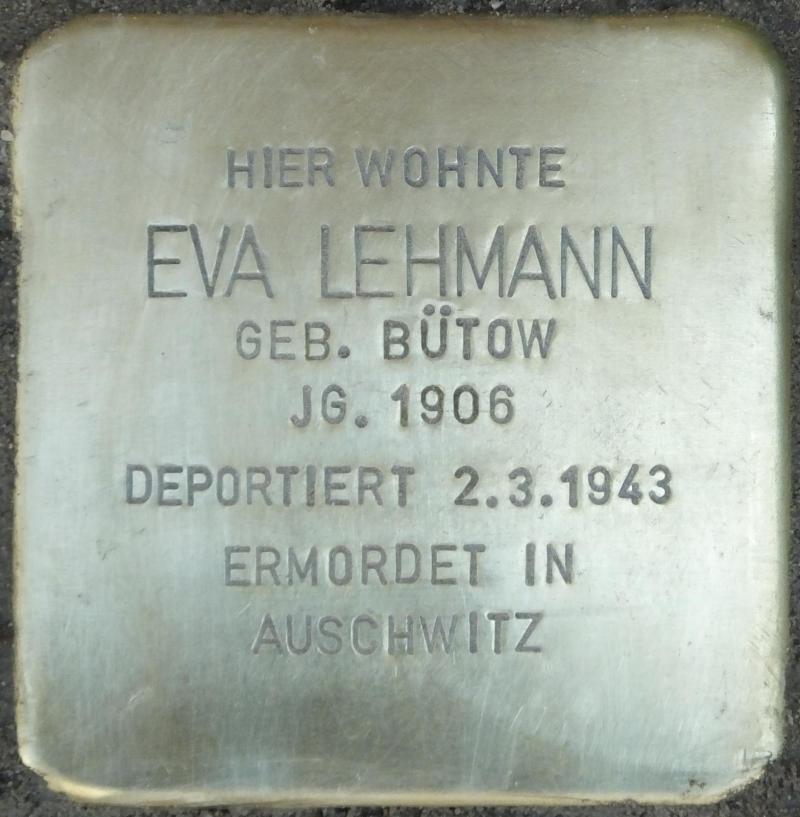 Stolperstein Eva Lehmann Bild: Stolpersteine-Initiative CW, Hupka