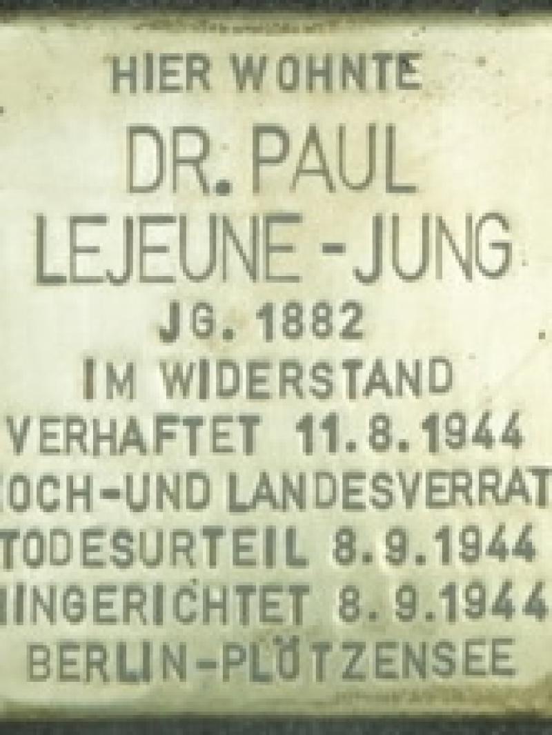 Stolperstein Dr. Paul Lejeune-Jung, Foto:H.-J. Hupka, 2014 Bild: H.-J. Hupka