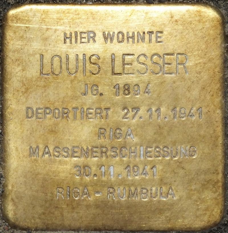 Stolperstein für Louis Lesser © H.-J.Hupka, 2015