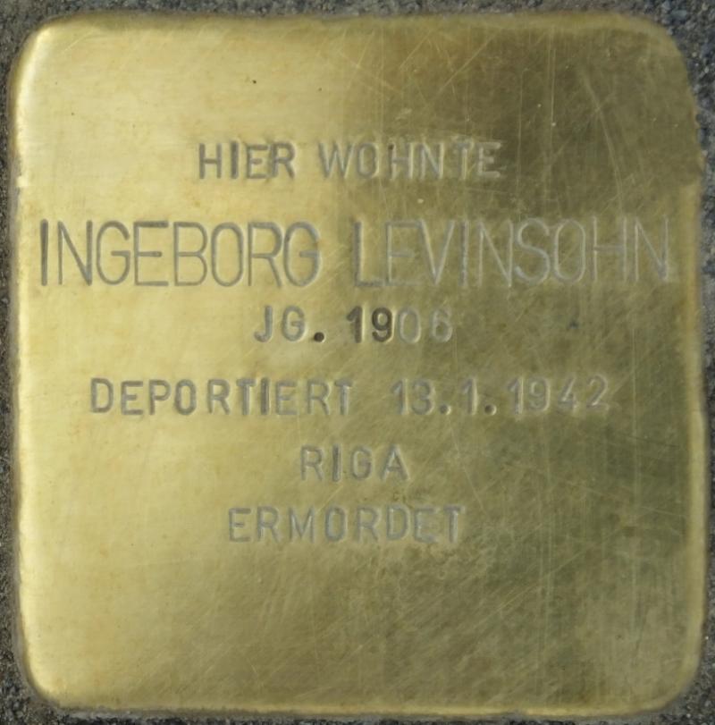 Stolperstein Ingeborg Levinsohn Bild: Stolpersteine-Initiative CW, Hupka