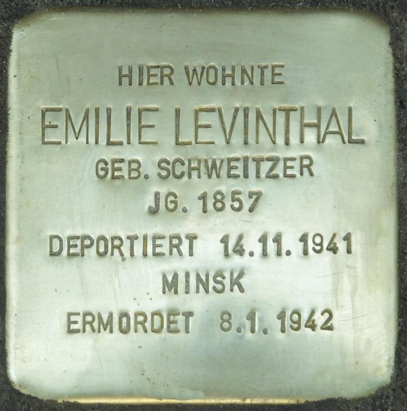 Stolperstein Emilie Levinthal Bild: Stolpersteine-Initiative, H.-J. Hupka