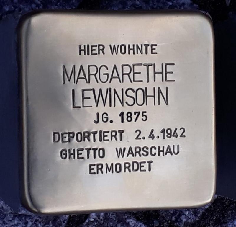 Stolperstein Margarethe Lewinsohn © H. Schlierike