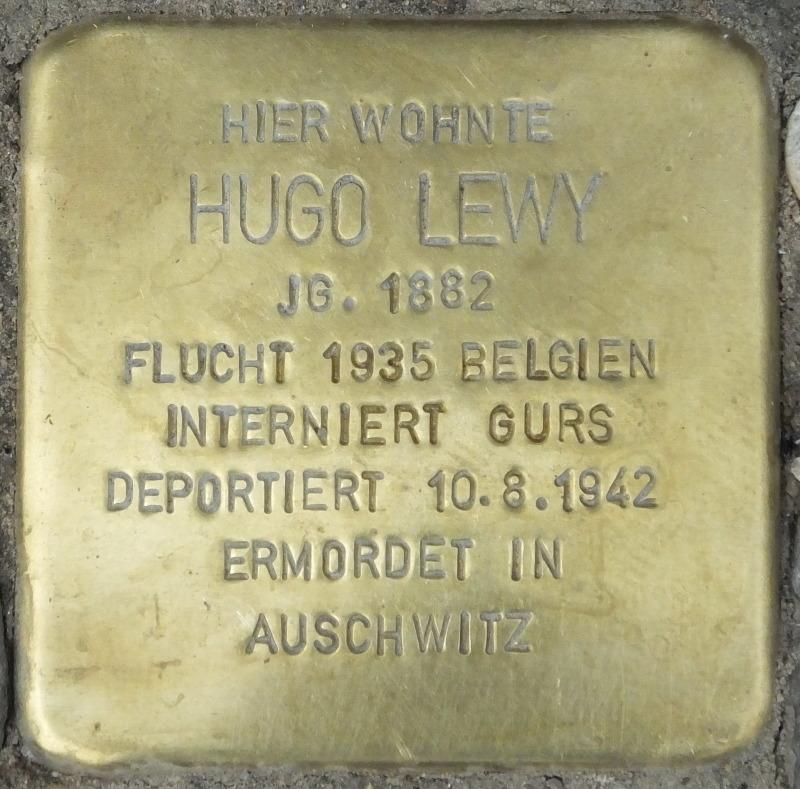 Stolperstein Hugo Lewy Bild: Stolpersteine-Initiative, H.-J. Hupka