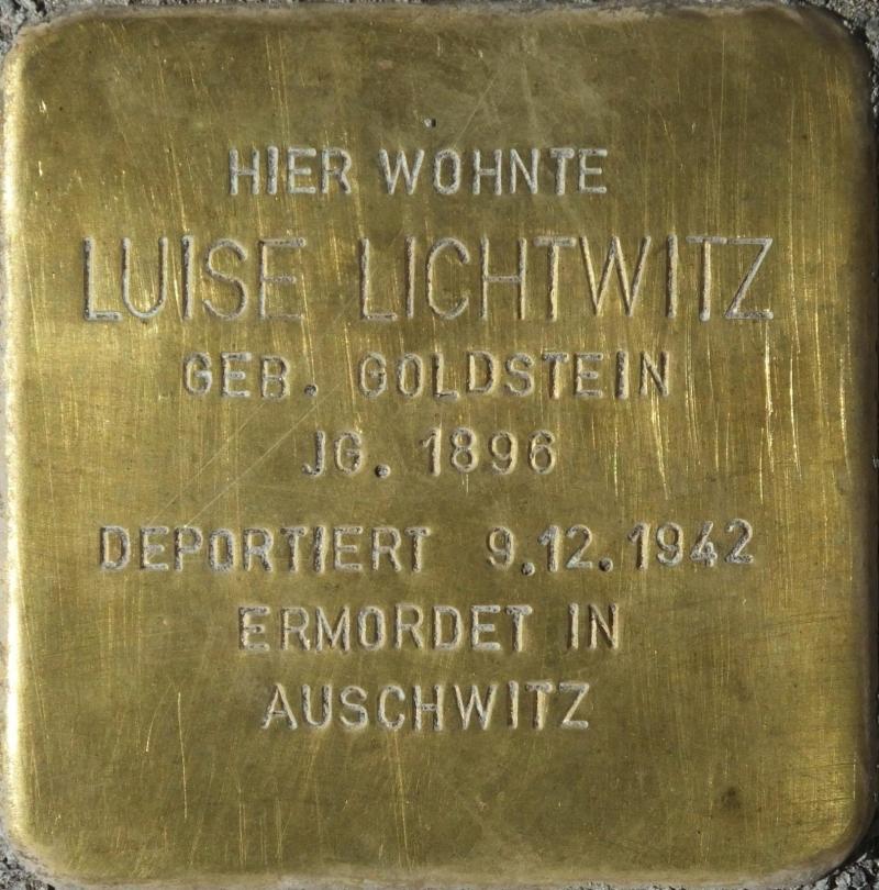 Stolperstein Luise Lichtwitz Bild: Stolpersteine-Initiative CW, Hupka