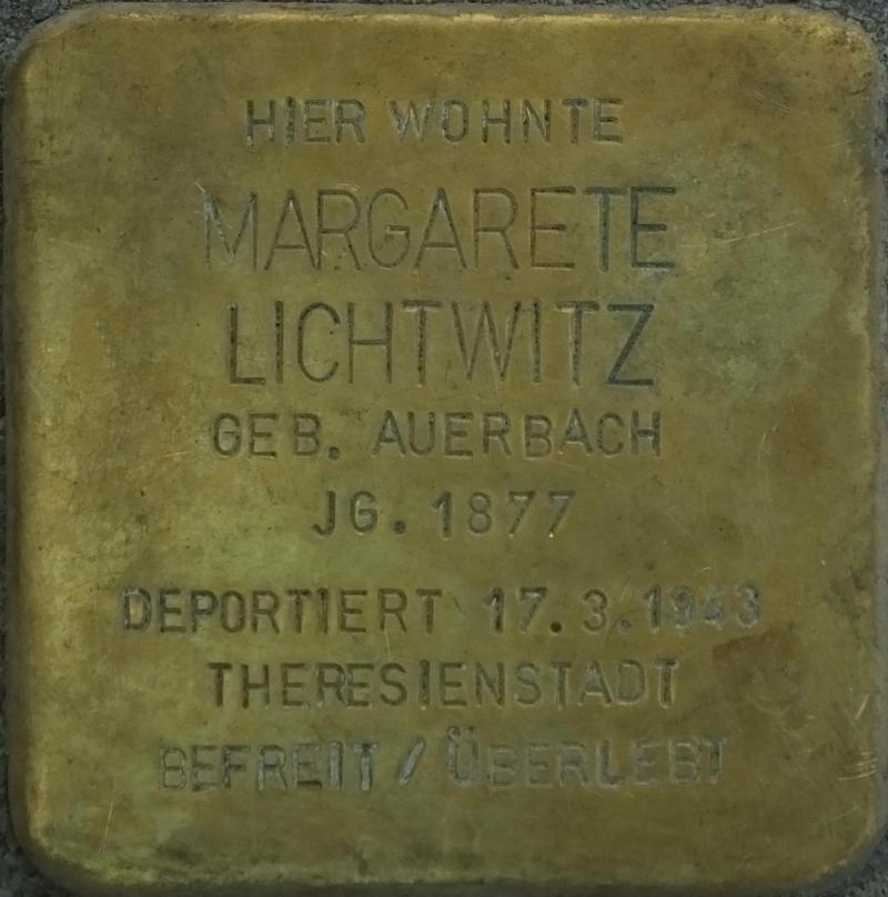 Stolperstein Margarete Lichtwitz Bild: Stolpersteine-Initiative CW, Hupka
