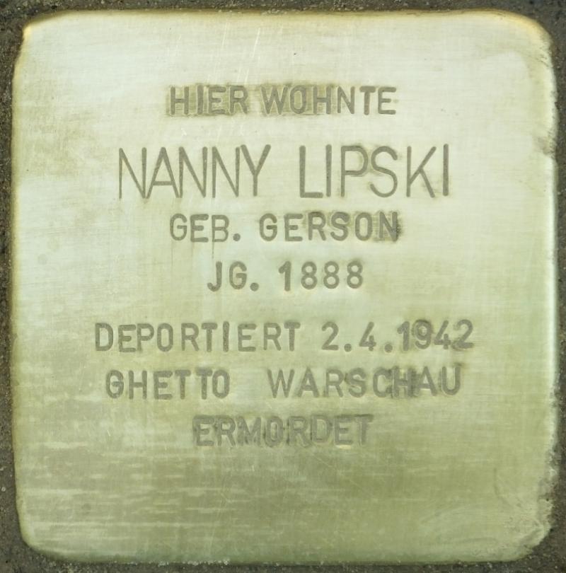 Stolperstein Nanny Lipski Bild: Stolpersteine-Initiative CW, Hupka