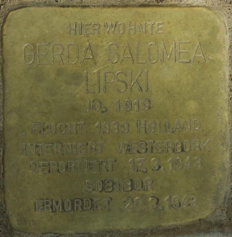 Stolperstein Gerda Salomea Lipski Bild: Stolpersteine-Initiative CW, Hupka