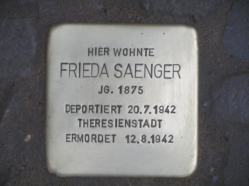 Stolperstein für Frieda Saenger © Initiative Charlottenburg-Wilmersdorf, April 2013