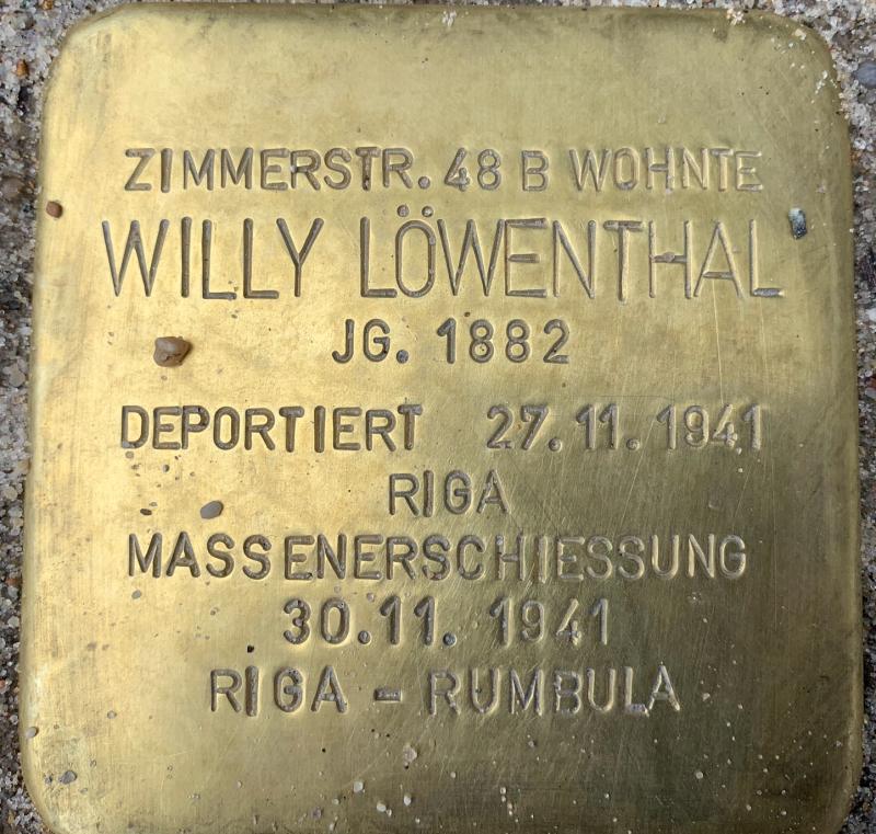 Stolperstein Willy Löwenthal © Hans-Wilhelm Saure