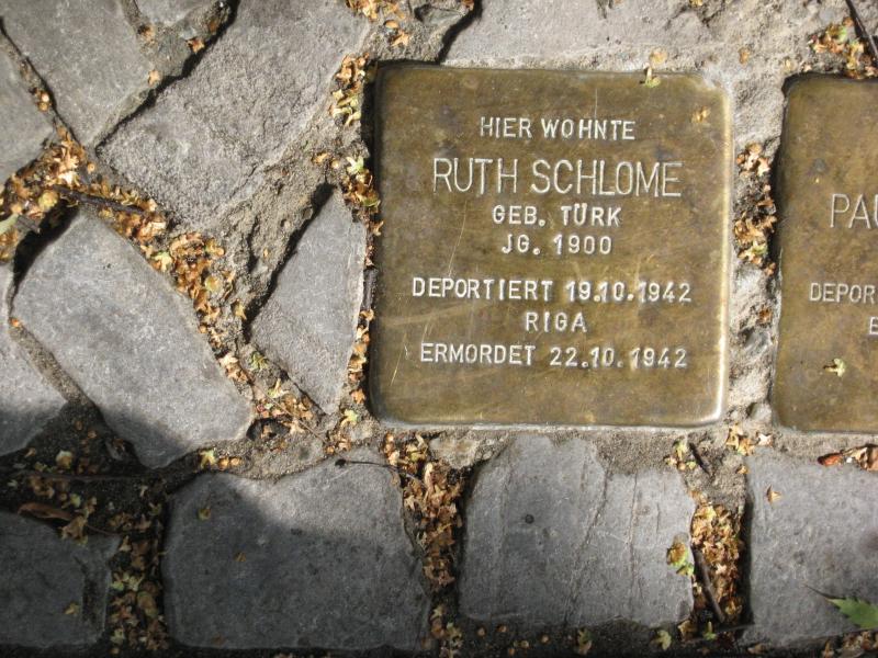 Stolperstein für Ruth Schlome. Copyright: MTS