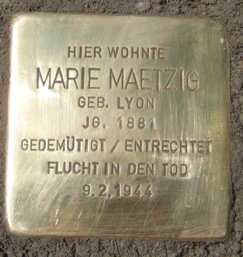 Stolperstein von Marie Anna Maetzig