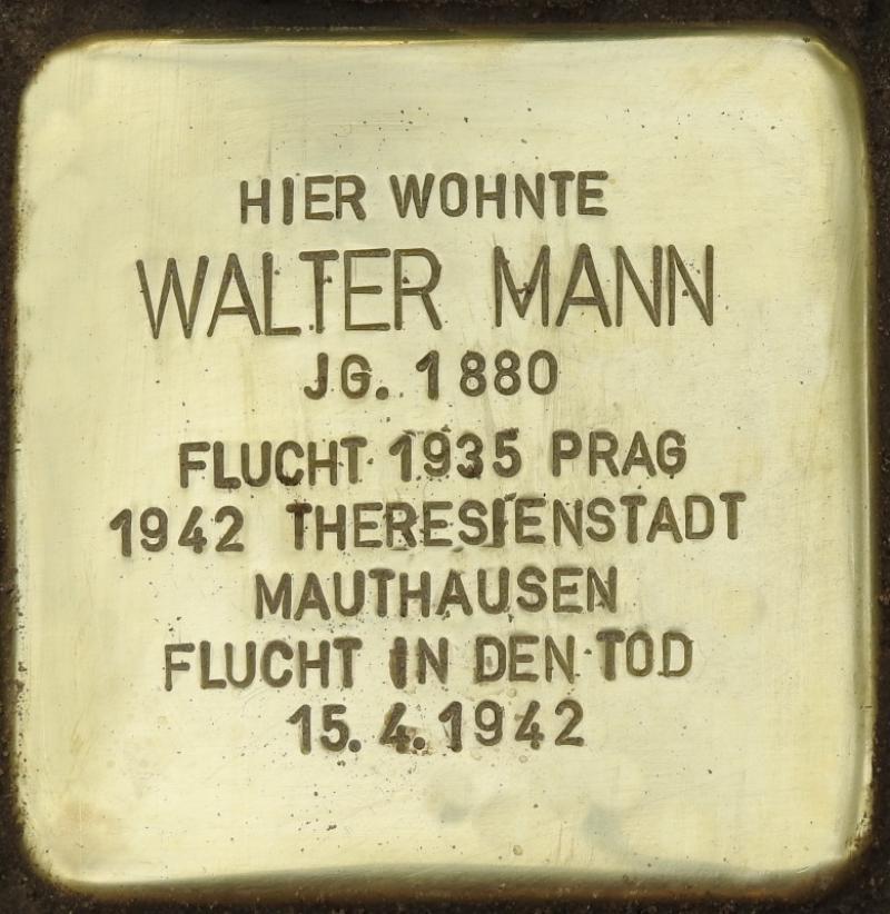 Stolperstein Walter Mann Bild: Stolperstein-Initiative CW, Hupka