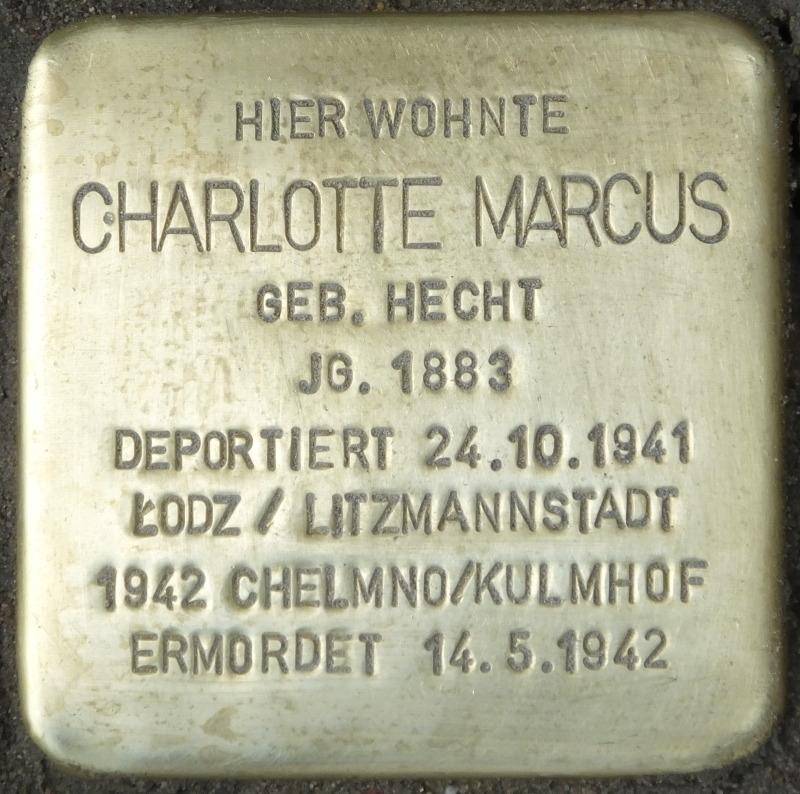 Stolperstein Charlotte Marcus, Foto:H.-J. Hupka, 2014 