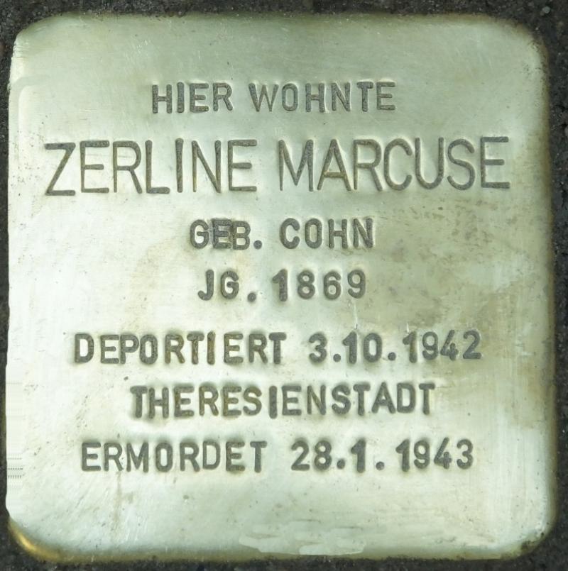 Stolperstein Zerline Marcuse, Foto:H.-J. Hupka, 2014 