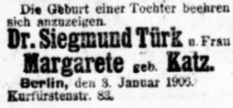 Berliner Tageblatt 4.1.1906 © Familienarchiv