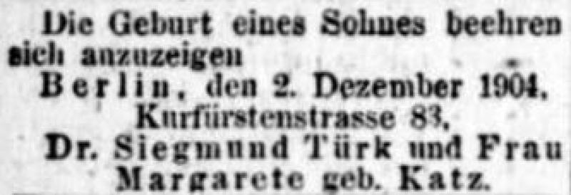 Berliner Tageblatt 3.12.1904 © Familienarchiv