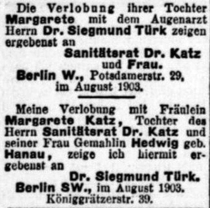 Berliner Tageblatt 21.8.1903 © Familienarchiv