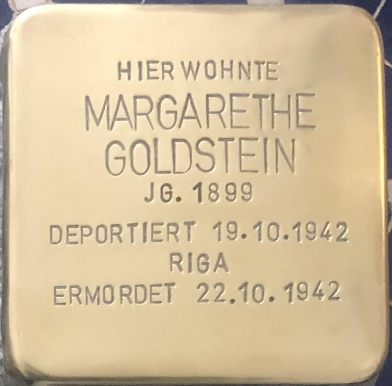Stolperstein von Margarethe Goldstein © Stolpersteingruppe Pankow