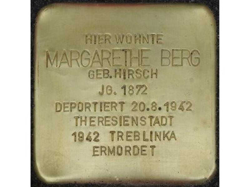 Stolperstein Margarethe Berg; Bild: Stolpersteine-Initiative CW, Hupka 