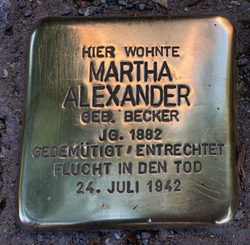 Stolperstein Martha Alexander, geb. Becker © S. Davids