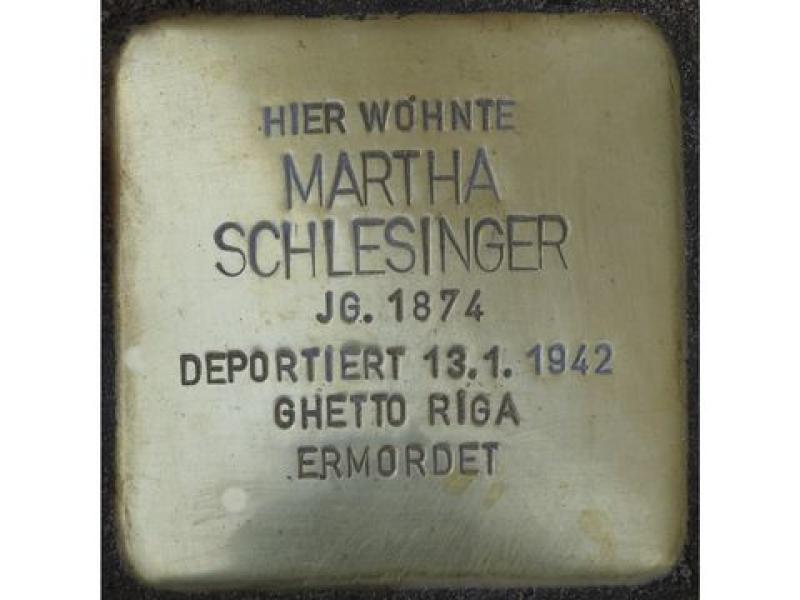 Martha Schlesinger © Stolpersteininitiative, H.J. Hupka