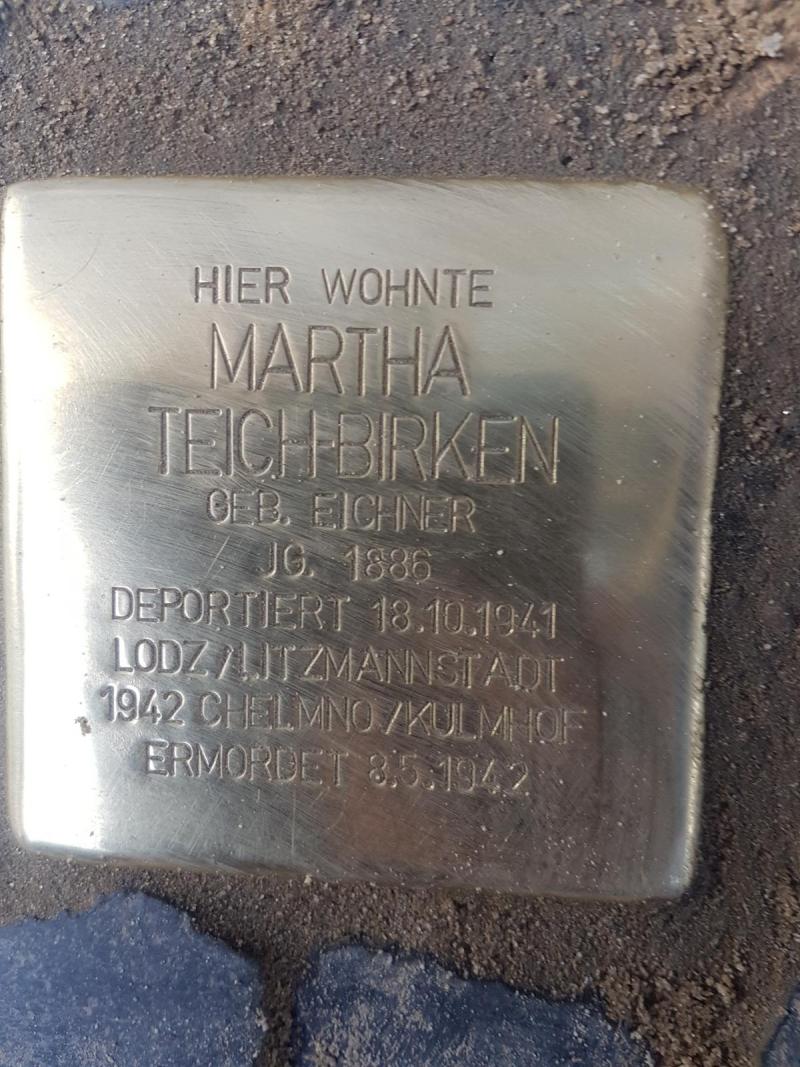 Stolperstein Martha Teich-Birken, Foto: Initiative
