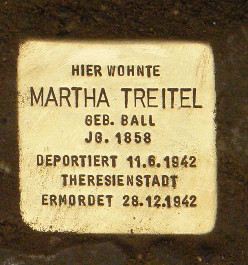 Stolperstein für Martha Treitel. Foto: Koordinierungsstelle Stolpersteine Berlin