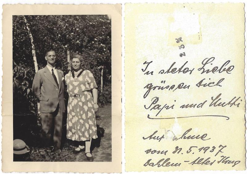 Max und Editha Badasch 1937 am Alten Krug in Dahlem