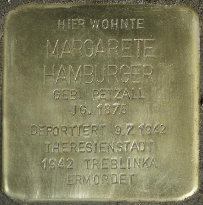 Stolperstein Margarete Hamburger © Stolpersteine-Initiative CW, Hupka