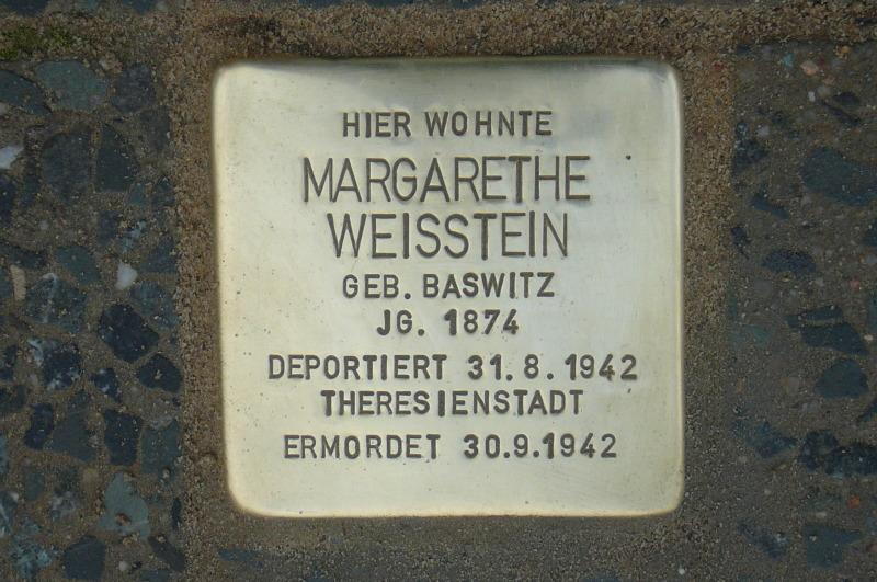 Stolperstein für Margarete Weisstein, Foto: Wolfgang Knoll
