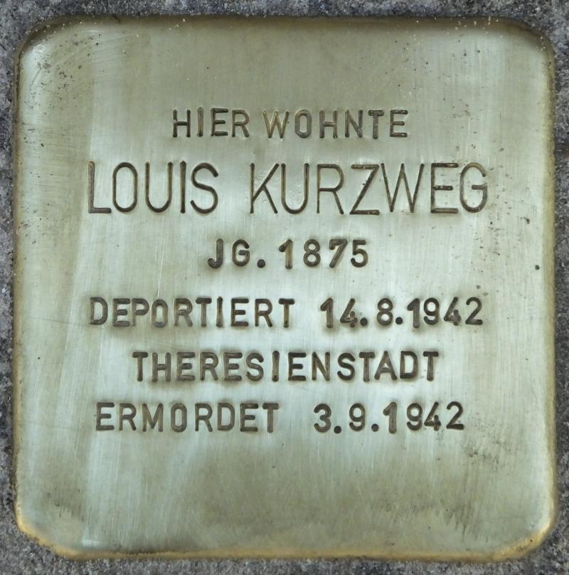 Stolperstein Louis Kurzweg, Foto:H.-J. Hupka, 2014