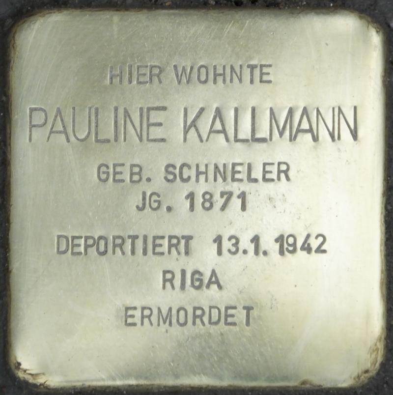 Stolperstein Pauline Kallmann © H.-J. Hupka
